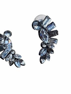 Crystal Cluster Earring Silver Tone